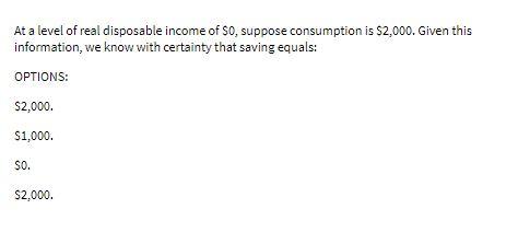 At a level of real disposable income of So,