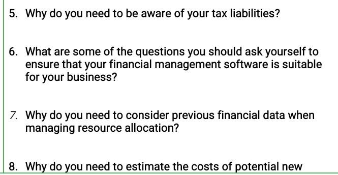 Please read above and answer for these 5