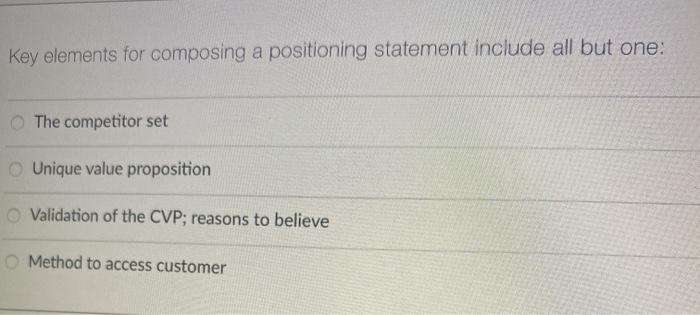 Key elements for composing a positioning