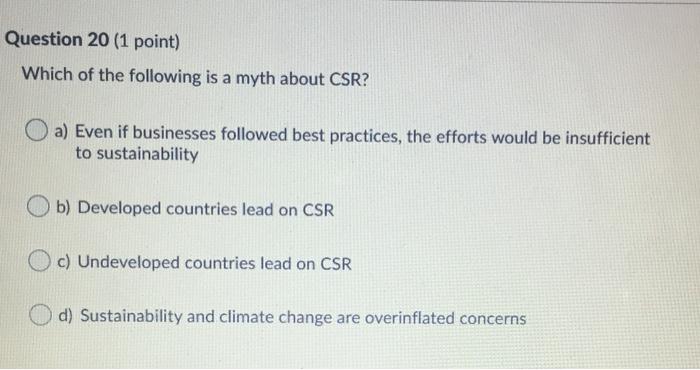 Question 13 (1 point) The trade-off between roads