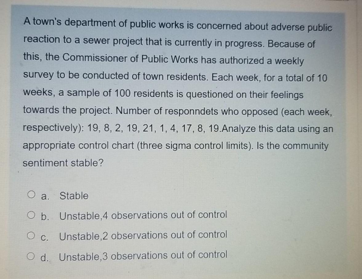 A Quality Analyst wants to construct a control