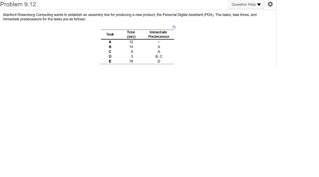 Problem 9.12 Question Help Stanford Rosenberg