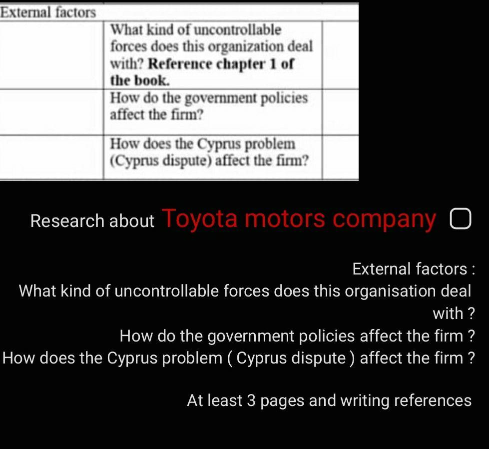 External factors What kind of uncontrollable