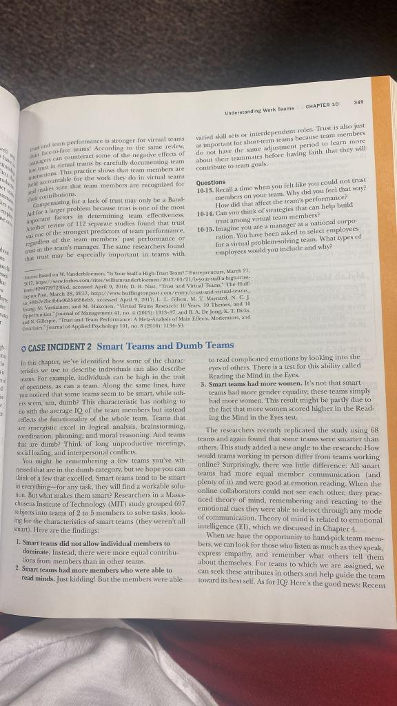 Case Incident 2: Smart Teams and Dumb Teams found