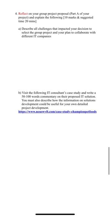 4. Reflect on your group project proposal (Part A