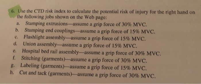 6. Use the CTD risk index to calculate the