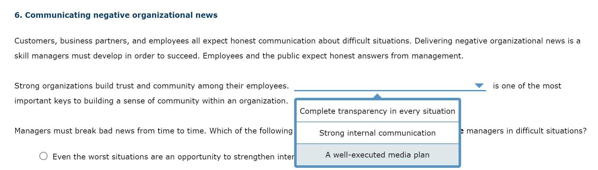 6. Communicating negative organizational news