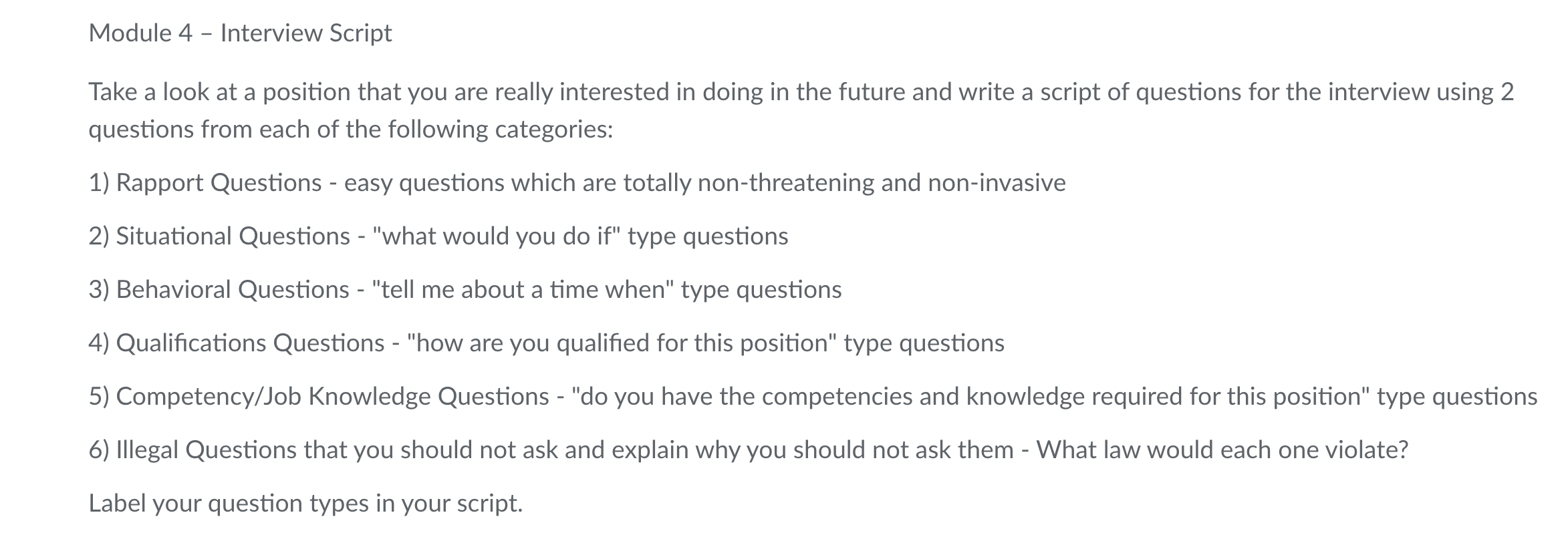 Module 4 - Interview Script Take a look at a