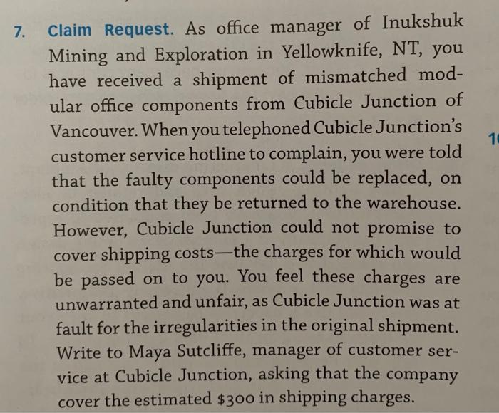 Write a direct letter in response to Case study