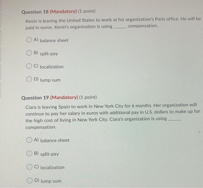 Question 16 (Mandatory) (1 point) Korena is an
