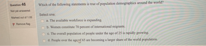 Question 46 Not yet answered Which of the