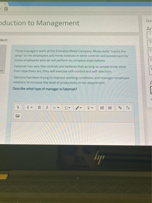 Qui duction to Management Ar 36:31 9 on Three