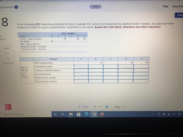 Seved signment 6 Help Save & E Chec 00 In the