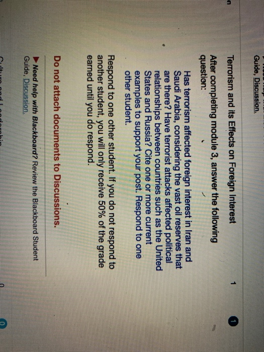 Guide, Discussion. C Terrorism and its Effects on