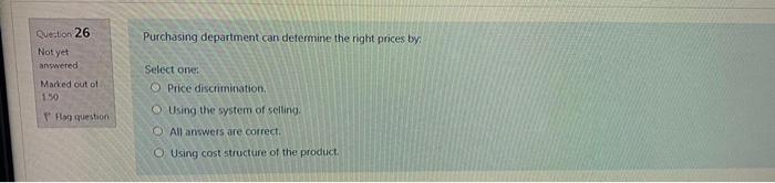 please write last answer Question 26 Purchasing