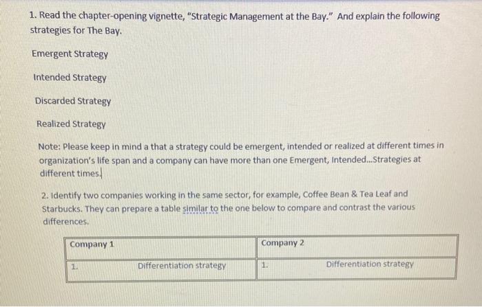 1. Read the chapter-opening vignette, "Strategic