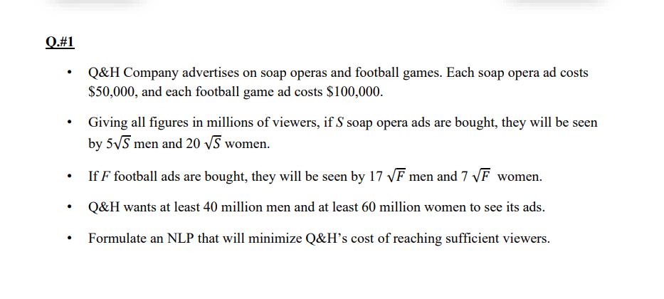 0.91 Q&H Company advertises on soap operas and