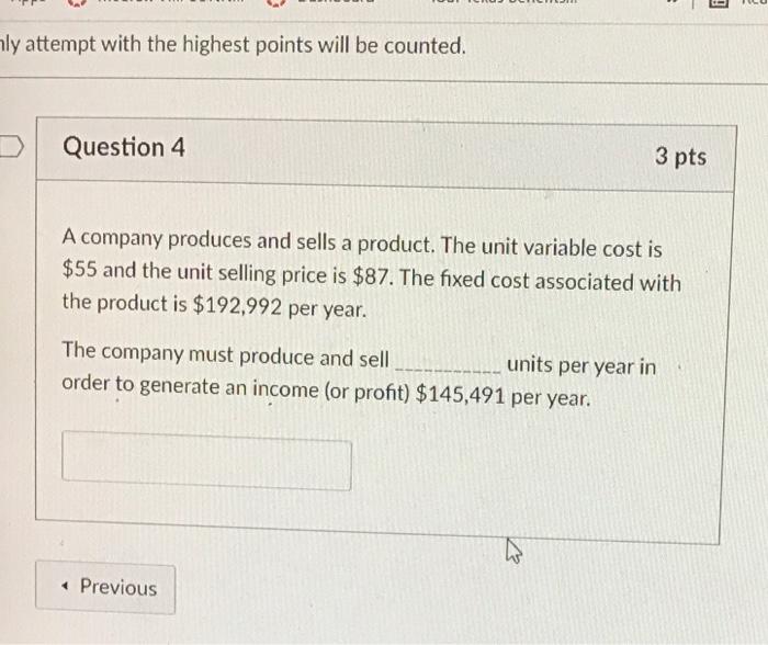 ! nly attempt with the highest points will be