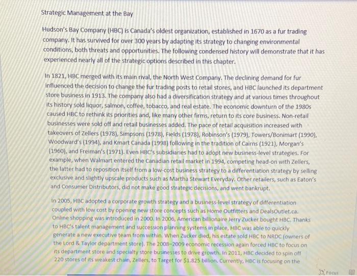 1. Read the chapter-opening vignette, "Strategic