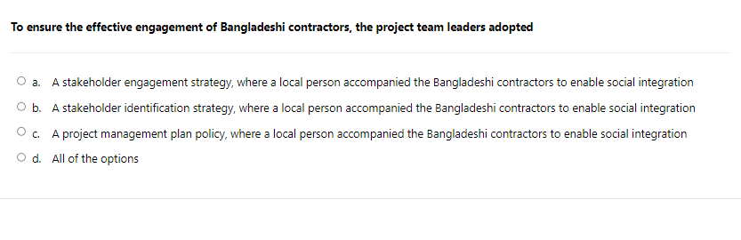 To ensure the effective engagement of Bangladeshi