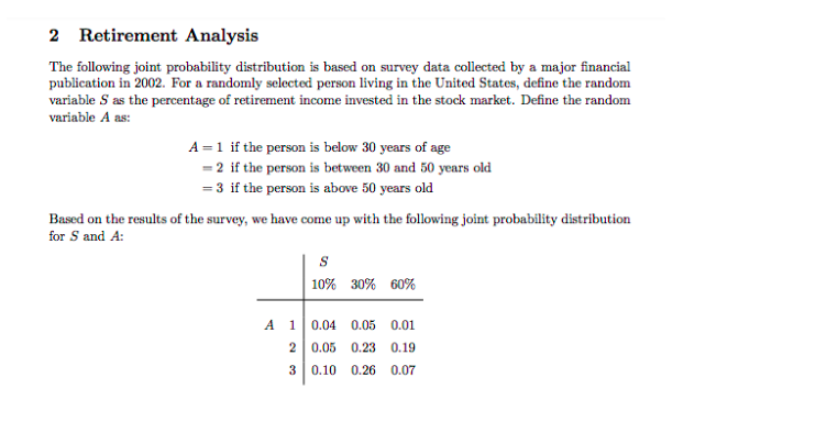 2 Retirement Analysis The following joint