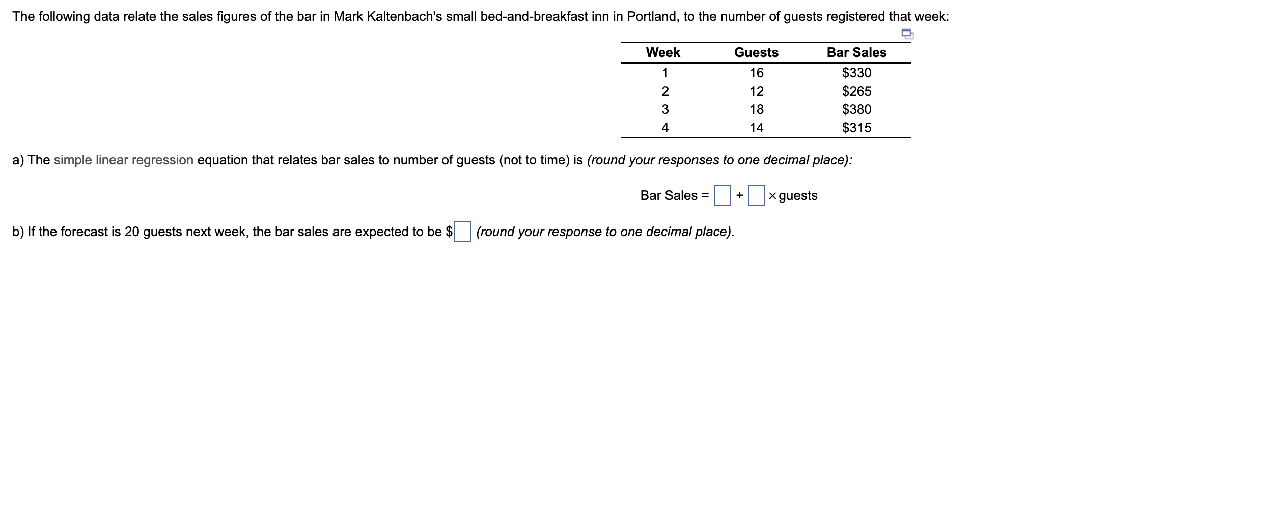 QUESTION 1 The following data relate the sales