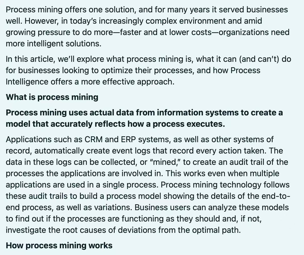 Process mining offers one solution, and for many