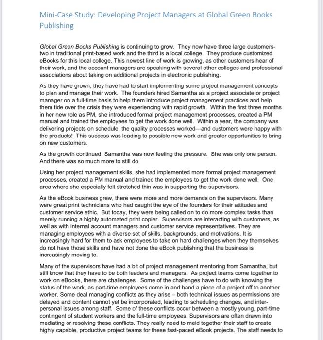 answer the questions please Mini-Case Study: