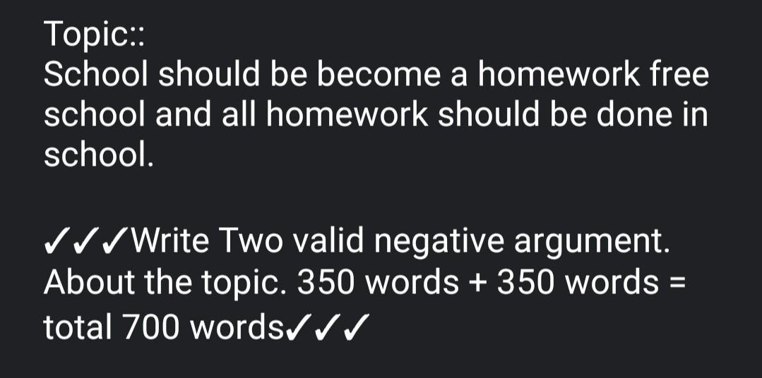 Topic:: School should be become a homework free