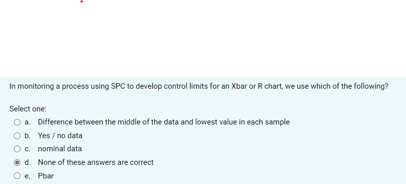 In monitoring a process using SPC to develop