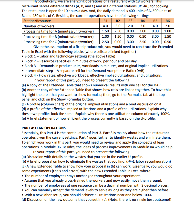 ***** I NEED HELP ON PART 4- LEAN OPERATION