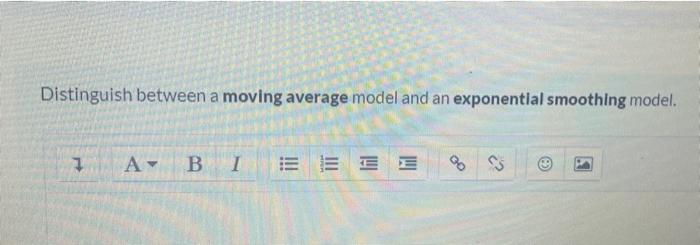 Distinguish between a moving average model and an