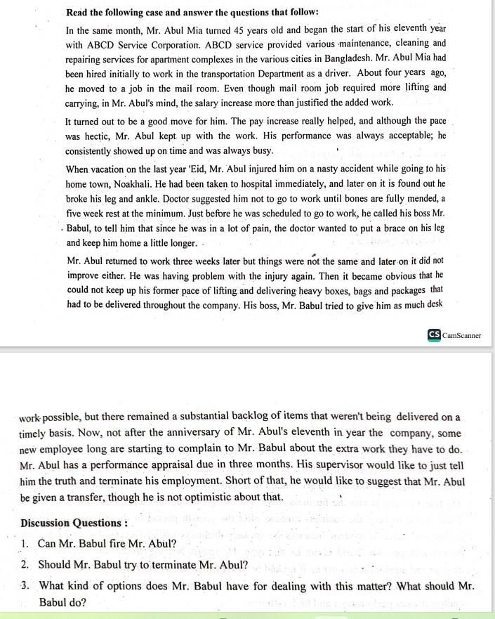 Write in word file. Read the following case and