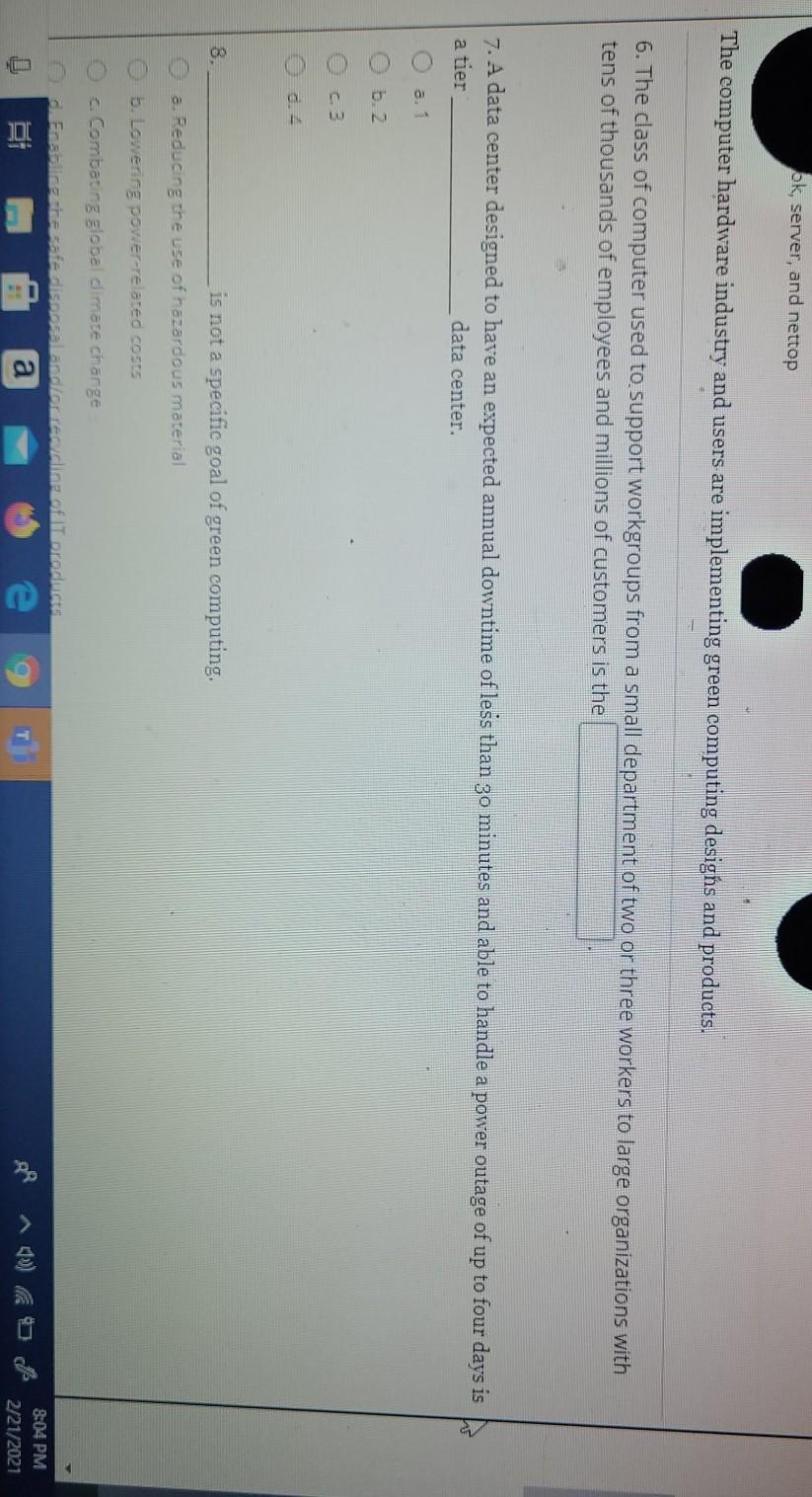 er, mainframe, and supercomputer d. Notebook,
