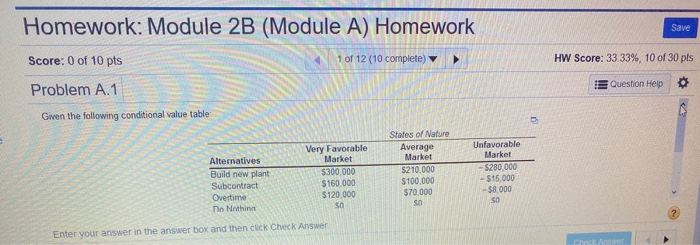 Homework: Module 2B (Module A) Homework Save
