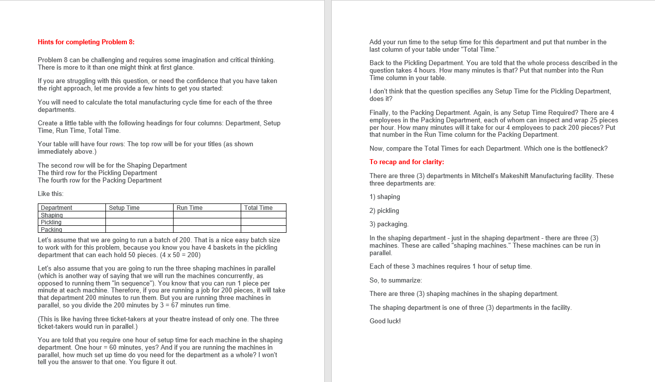 Problem 8 (5 marks) Mitchell's Makeshift