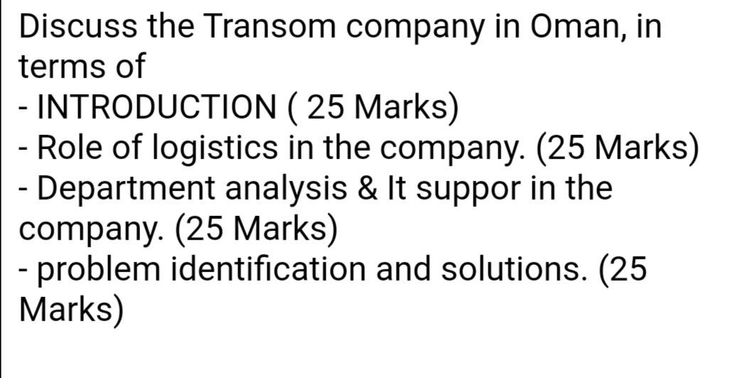 Discuss the Transom company in Oman, in terms of