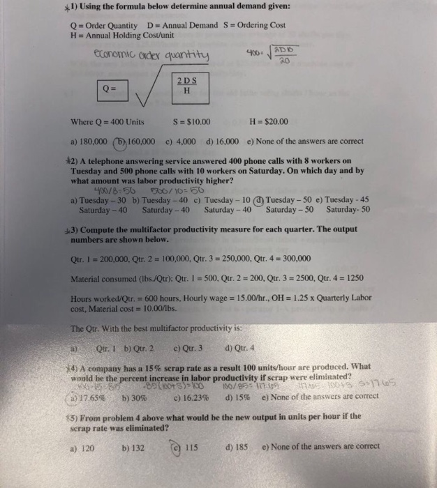 *1) Using the formula below determine annual