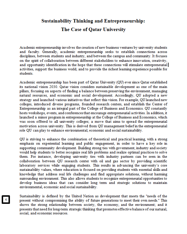 Sustainability Thinking and Entrepreneurship: The