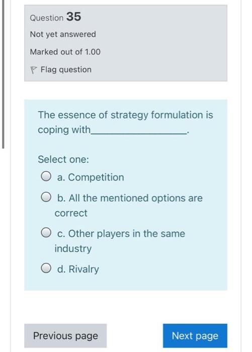 Question 35 Not yet answered Marked out of 1.00 P