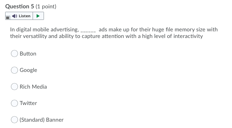 MARKETING ADVERTISING HELP PLEASE!! Question 1 (1