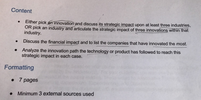 Content . Either pick an innovation and discuss