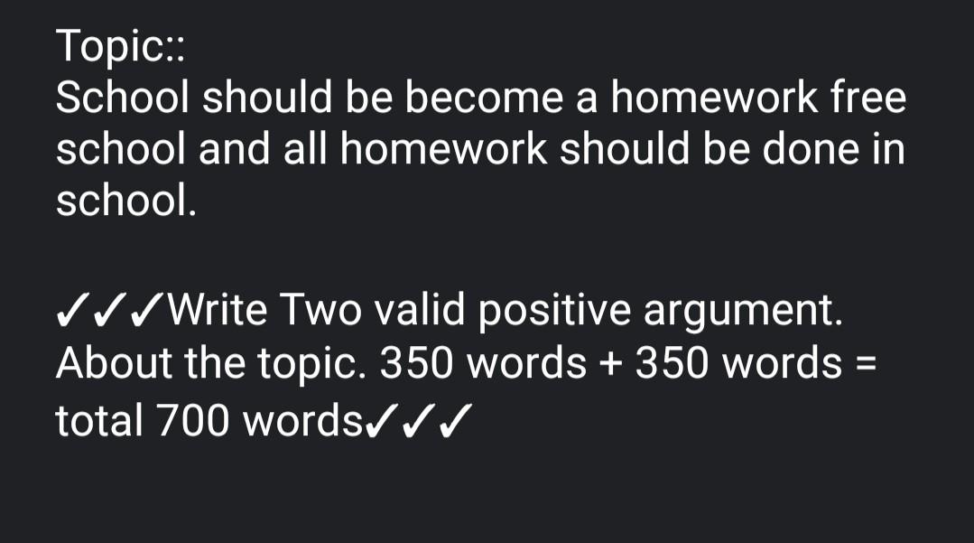 Topic:: School should be become a homework free