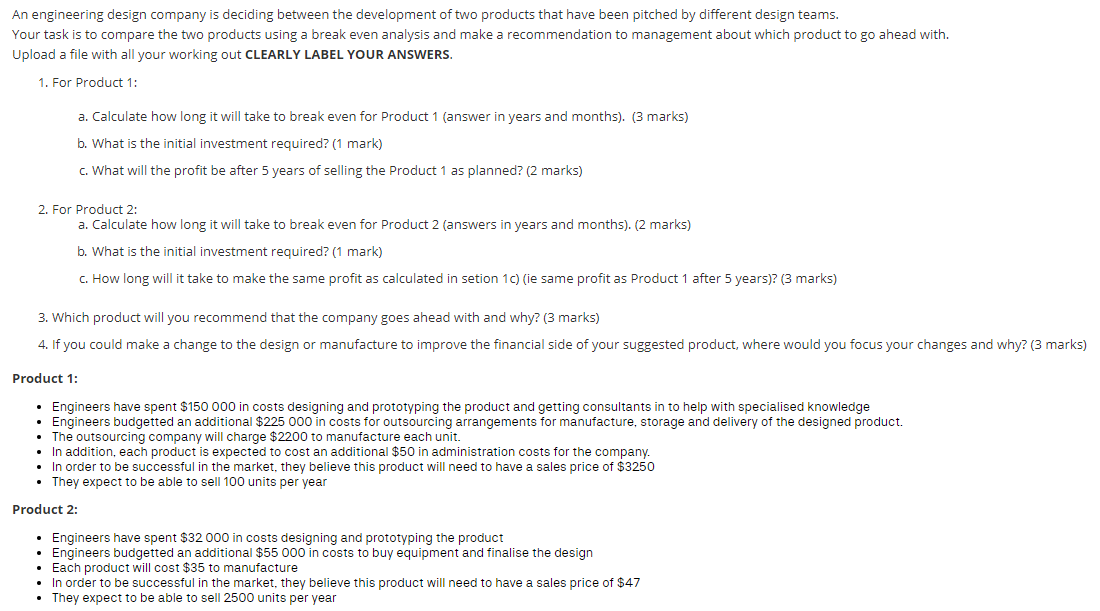 An engineering design company is deciding between