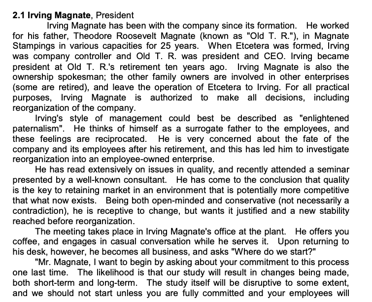 QUESTION, 1) Identify the personnel interviewed