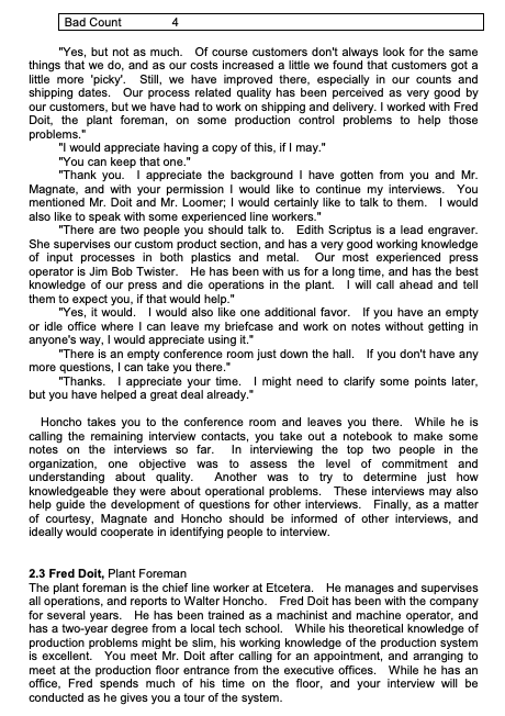 QUESTION, 1) Identify the personnel interviewed