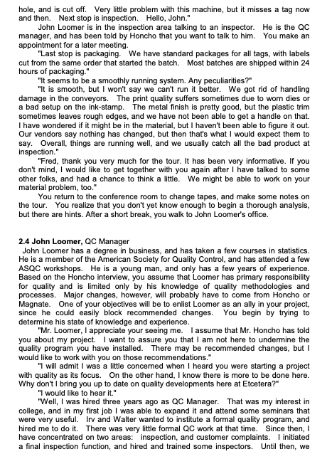 QUESTION, 1) Identify the personnel interviewed