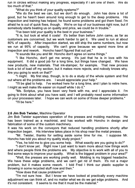 QUESTION, 1) Identify the personnel interviewed