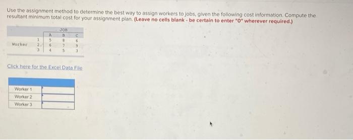 Use the assignment method to determine the best