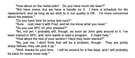 QUESTION, 1) Identify the personnel interviewed